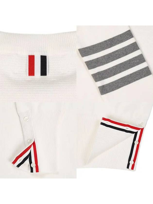 Milano Stitch Crewneck 4-Bar Cotton Crepe Knit Top White - THOM BROWNE - BALAAN 10