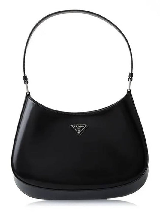 Triangular Logo Cleo Brushed Leather Shoulder Bag Black - PRADA - BALAAN 2