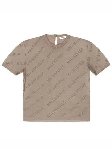 Cotton Diagonal Logo Short Sleeve T-Shirt Brown - BALENCIAGA - BALAAN 1