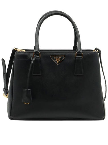 Black Saffiano Lux Gold Triangle Logo 2WAY BN1874 - PRADA - BALAAN 1