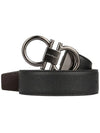 Gancini Reversible Adjustable Calfskin Leather Belt Black Chocolate - SALVATORE FERRAGAMO - BALAAN 3