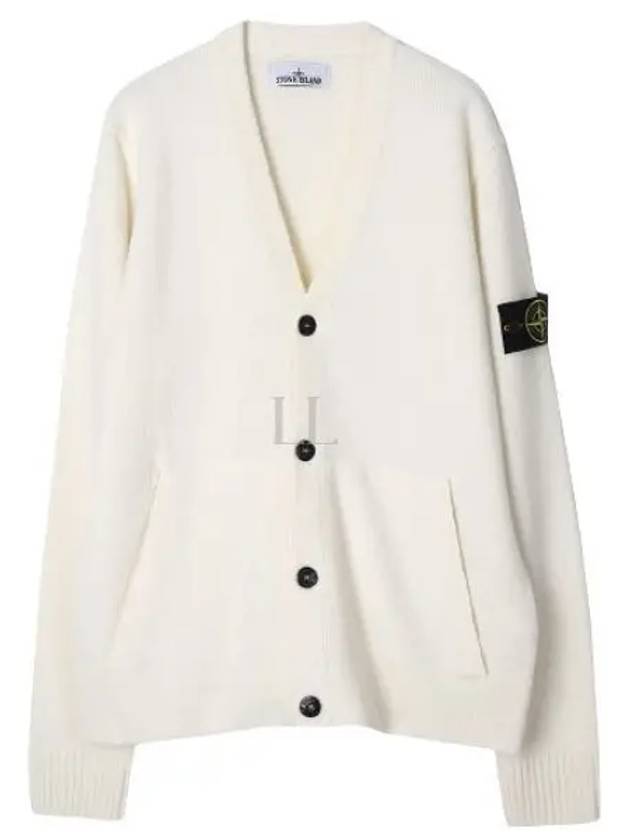 Men's Wappen Patch Button Cardigan White - STONE ISLAND - BALAAN 2