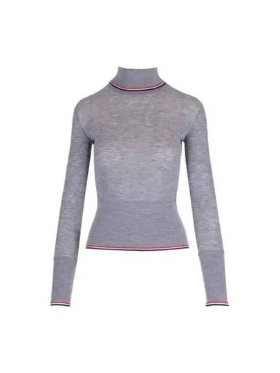 Women's Wool Rib Turtleneck Grey - THOM BROWNE - BALAAN 2