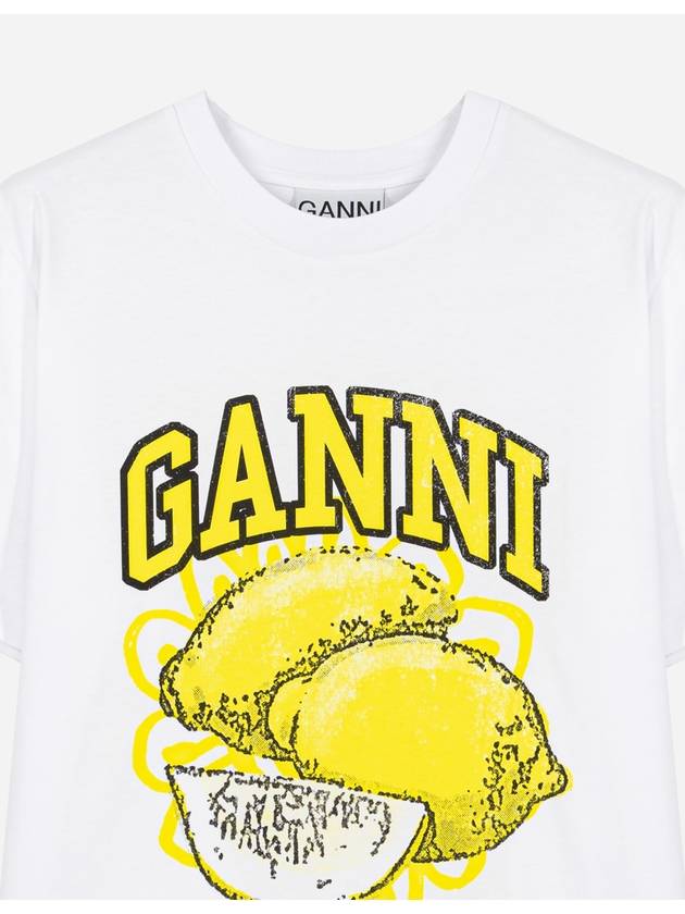 Relaxed Lemon T-Shirt Bright White - GANNI - BALAAN 3