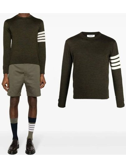 4 Bar Armband Classic Merino Wool Knit Top Dark Green - THOM BROWNE - BALAAN 2