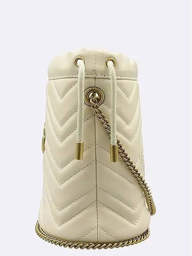 575163 Ivory leather GG Marmont mini bucket cross bag - GUCCI - BALAAN 3