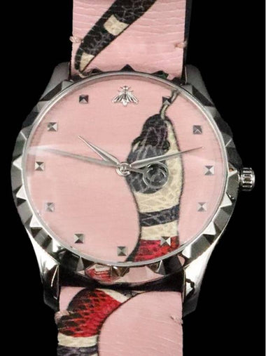 Women s Gucci YA1264083 38MM Pink Leather King Snake Watch gt Gangbuk used luxury goods - GUCCI - BALAAN 1