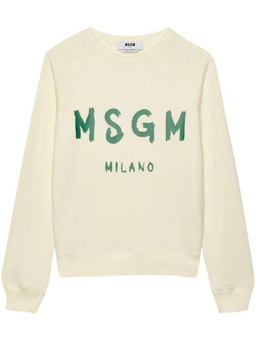 Logo Print Cotton Sweatshirt Cream - MSGM - BALAAN 1