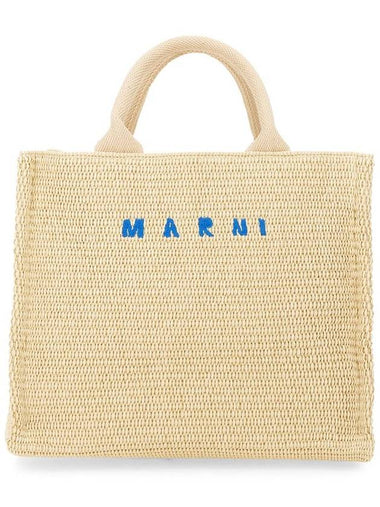 Marni Raffia Effect Fabric Small Tote Bag - MARNI - BALAAN 1