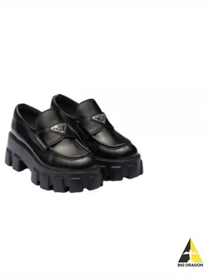 Monolith Brushed Leather Platform Loafers Black - PRADA - BALAAN 2