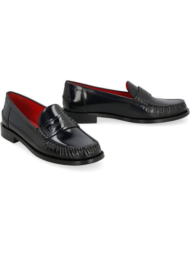 Logo Leather Loafers Black - SALVATORE FERRAGAMO - BALAAN 4