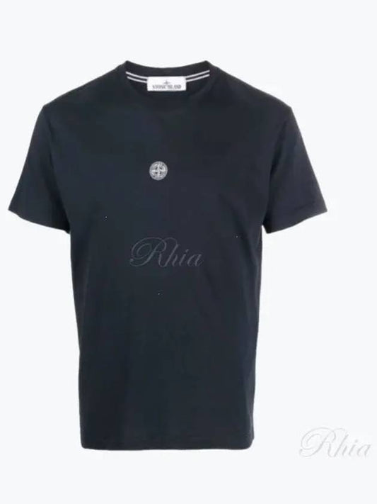 Embroidered Logo Short Sleeve T-Shirt Navy - STONE ISLAND - BALAAN 2