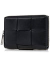 Cassette Zipper Leather Coin Purse Black - BOTTEGA VENETA - BALAAN 3