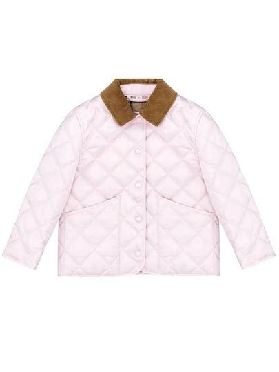 Kids Corduroy Collar Quilted Jacket Pink - BURBERRY - BALAAN 2