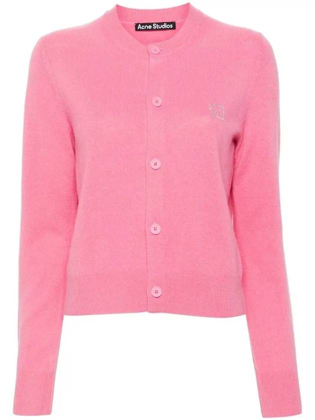 Face Logo Wool Cardigan Tango Pink - ACNE STUDIOS - BALAAN 2