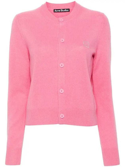 Face Logo Wool Cardigan Tango Pink - ACNE STUDIOS - BALAAN 2