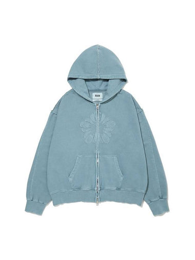 Runway Rose Of Sharon Vintage Two-Way Zip-Up Hoodie Aqua - ULKIN - BALAAN 1