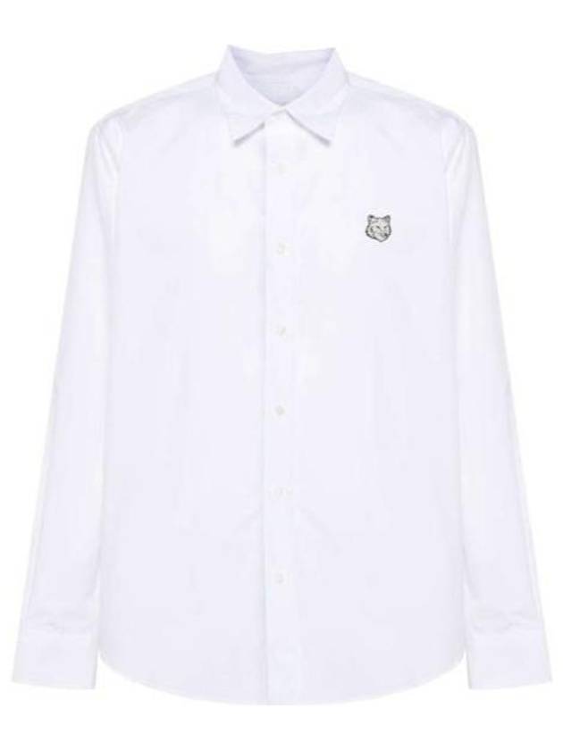 Fox Patch Cotton Long Sleeve Shirt White - MAISON KITSUNE - BALAAN 2