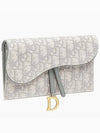 Oblique Saddle Chain Cross Long Wallet Grey - DIOR - BALAAN 3