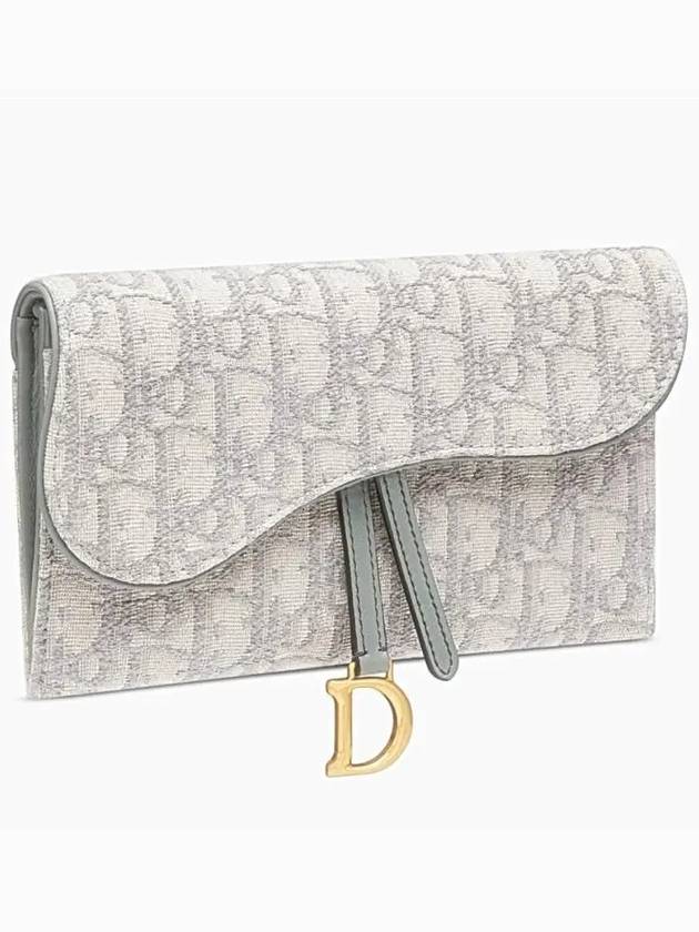 Oblique Saddle Chain Cross Long Wallet Grey - DIOR - BALAAN 3