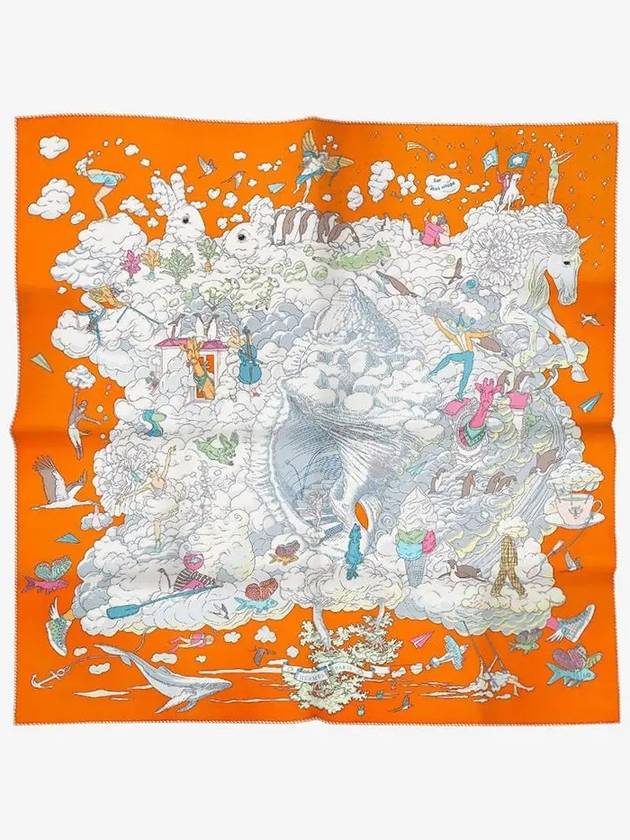 Carres Sur Mon Nuage 90 Scarf Orange - HERMES - BALAAN 3