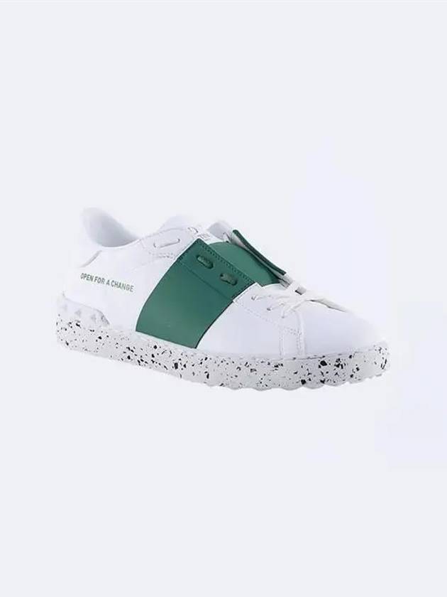 Open For A Change Low-Top Sneakers White Green - VALENTINO - BALAAN 3