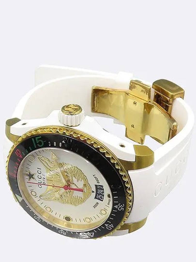 YA136322 Dive Gold Plated Cat Dial Rubber Band Quartz Watch - GUCCI - BALAAN 2