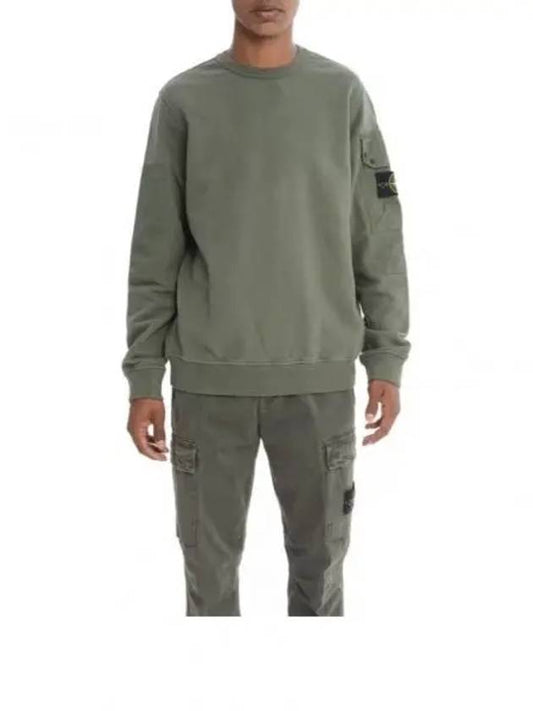 Brushed Organic Cotton Fleece Sweatshirt Green - STONE ISLAND - BALAAN 2