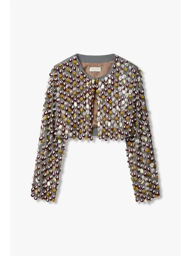 Women s Rayon Sequin Crop Jacket Dark Gray - DRIES VAN NOTEN - BALAAN 1