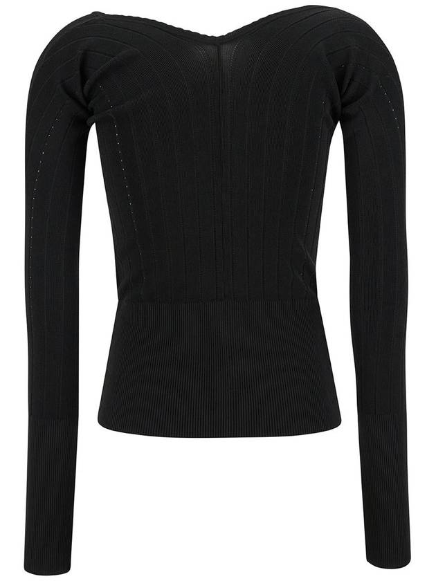 Le haut Pralu Logo Detail Cut-Out Viscose Knit Top Black - JACQUEMUS - BALAAN 3