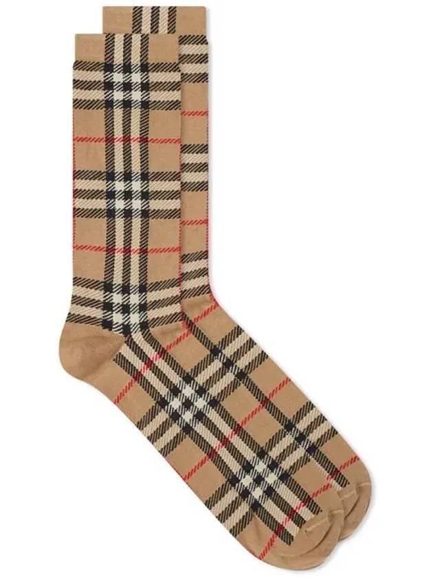 Vintage Check Cotton Cashmere Socks Beige - BURBERRY - BALAAN 1