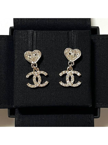 CC logo heart drop earrings gold ABA909 - CHANEL - BALAAN 1