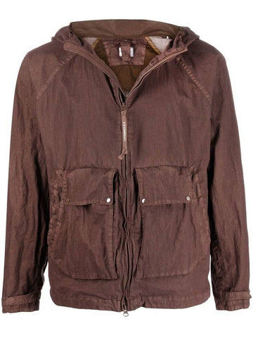 50 Fili Gum Goggle Hooded Jacket Brown - CP COMPANY - BALAAN 1