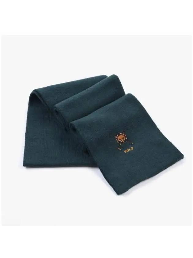 Fox Embroidered Wool Muffler Dark Green - POLO RALPH LAUREN - BALAAN 6