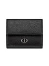 CD Icon Signature Grain Calfskin Tri-Fold Half Wallet Black - DIOR - BALAAN 1