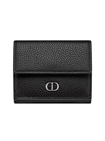 CD Icon Signature Grain Calfskin Tri-Fold Half Wallet Black - DIOR - BALAAN 1