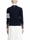 Milano Stitch 4 Bar Classic V Neck Fine Merino Wool Cardigan Navy - THOM BROWNE - BALAAN 6