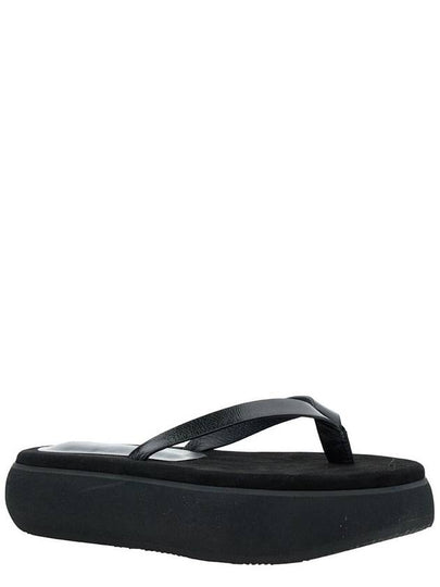 'Boat' Black Flip Flops With Chunky Sole In Leather Woman - OSOI - BALAAN 2