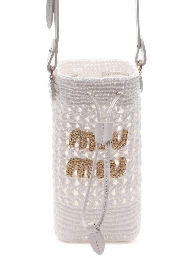 Embroidered Logo Crochet Bucket Bag White - MIU MIU - BALAAN 2