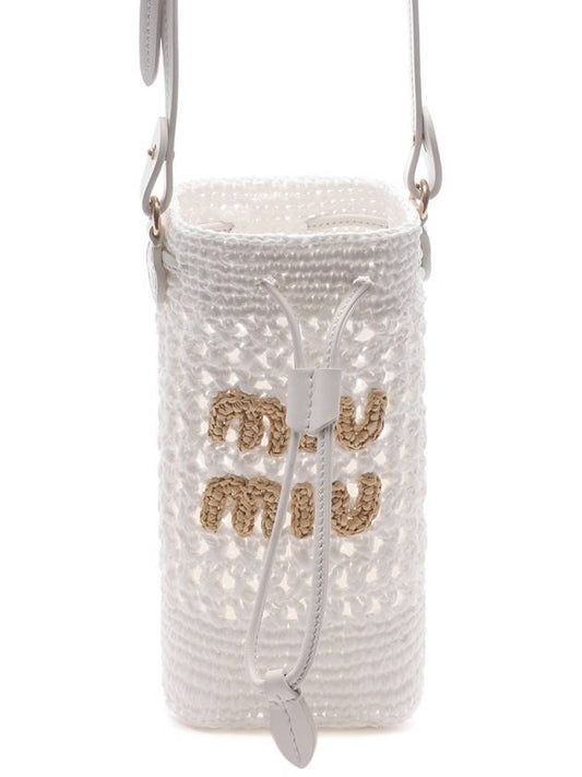 Embroidered Logo Crochet Bucket Bag White - MIU MIU - BALAAN 2