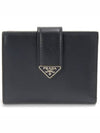 Small Leather Half Wallet Black - PRADA - BALAAN 2