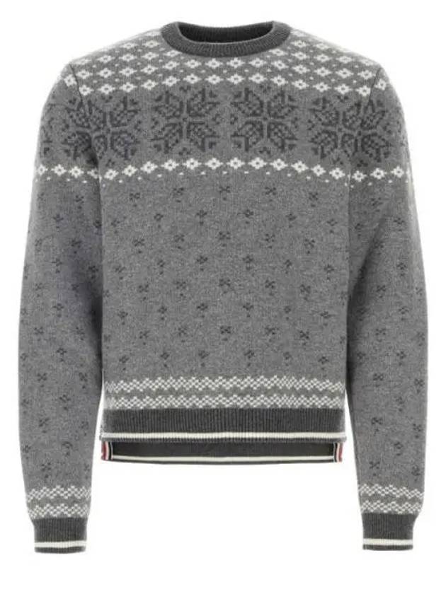 Snowflake Fair Isle Wool Knit Top Grey - THOM BROWNE - BALAAN 2