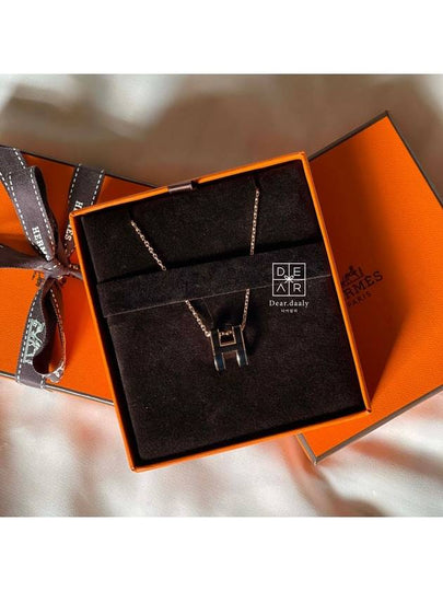 Pop H Pendant Rose Gold Necklace Noir - HERMES - BALAAN 2