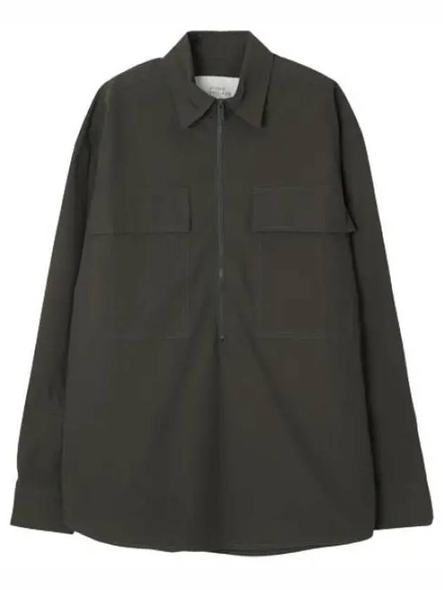 FANN SNM BLACK OLIVE 1058 Half Zip Shirt Men Long Sleeve - STUDIO NICHOLSON - BALAAN 1