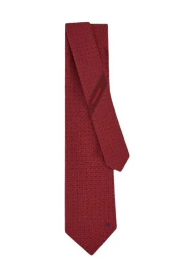 Embroidered Gancini Silk Tie Red - SALVATORE FERRAGAMO - BALAAN 2