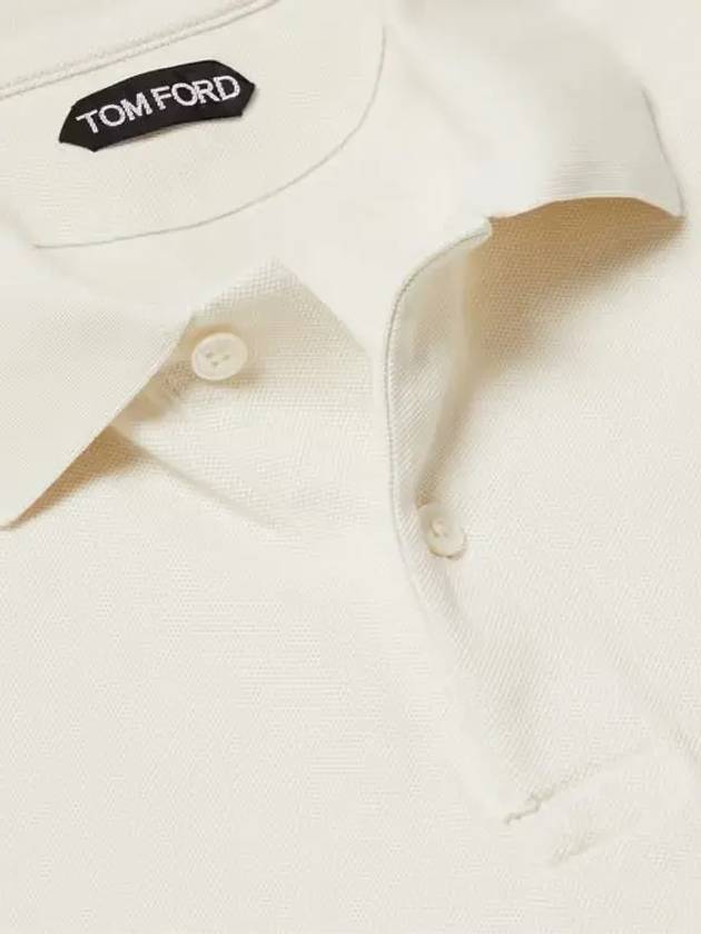 Cotton Pique Short Sleeve Button Passing Polo TShirt Ivory - TOM FORD - BALAAN 3