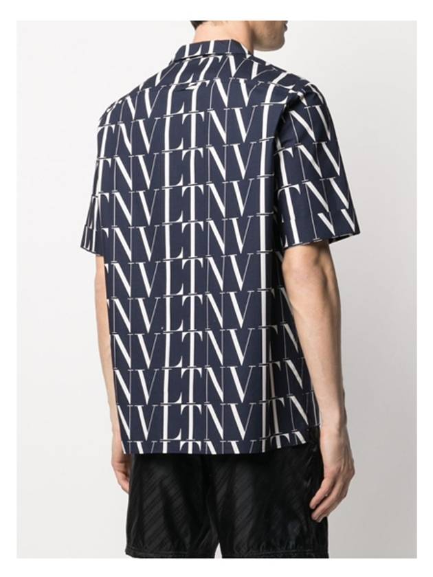 Men's Logo Pattern Short Sleeve Shirt Black - VALENTINO - BALAAN.