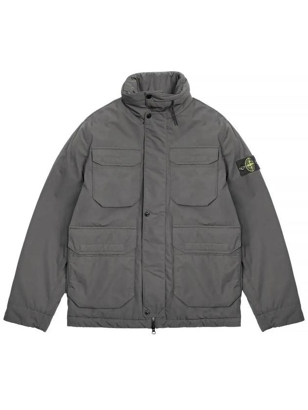 Polyester Micro Twill Zip Up Jacket Grey - STONE ISLAND - BALAAN 3