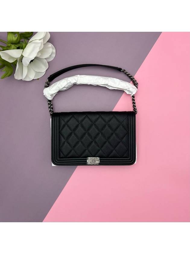 Boy  Cossbody Bag Grained Calfskin Ruthenium Black - CHANEL - BALAAN 4