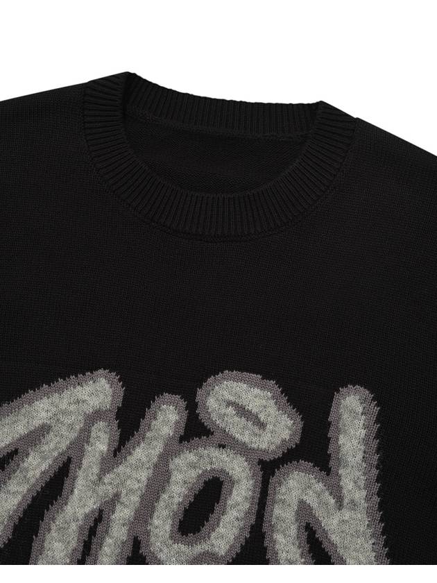 Graffiti Phos Knit PulloverBlack Unisex Logo Knit Top Black - PHOS333 - BALAAN 4